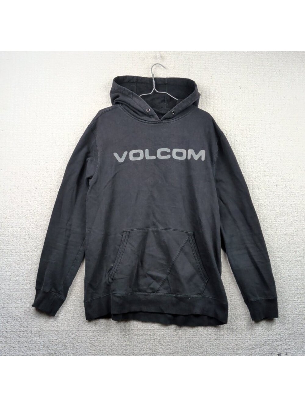 Y2K Volcom Hoodie Men's Sz L Black Spell out Skateboard Grunge Surfer 2000's **